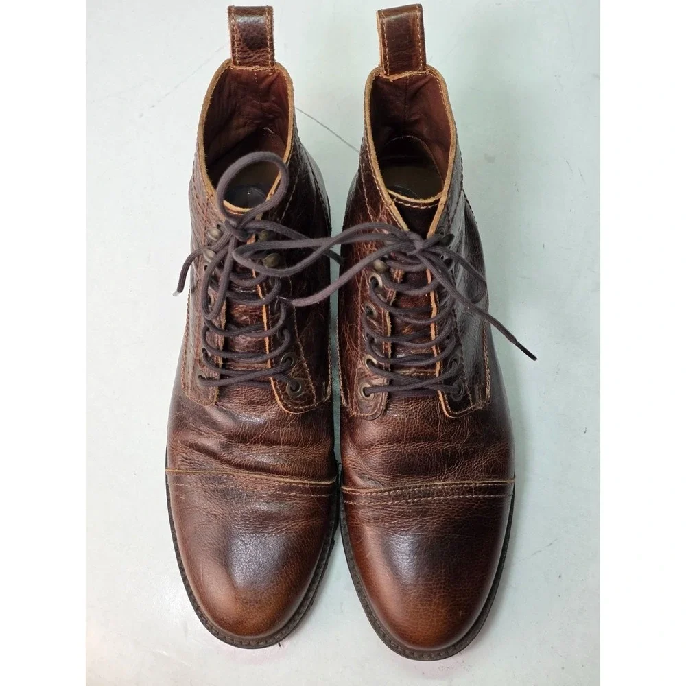 Patina Portland Men's Boots Size 12.5 EU 46 Brown Leather Lace Up High Top Shoes